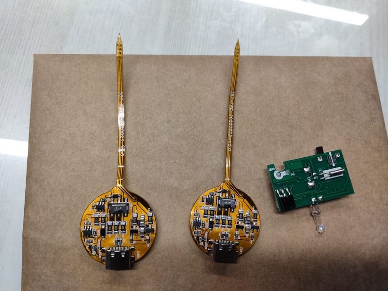 Modern Flame Diya — custom gold PCB with flame LED strip