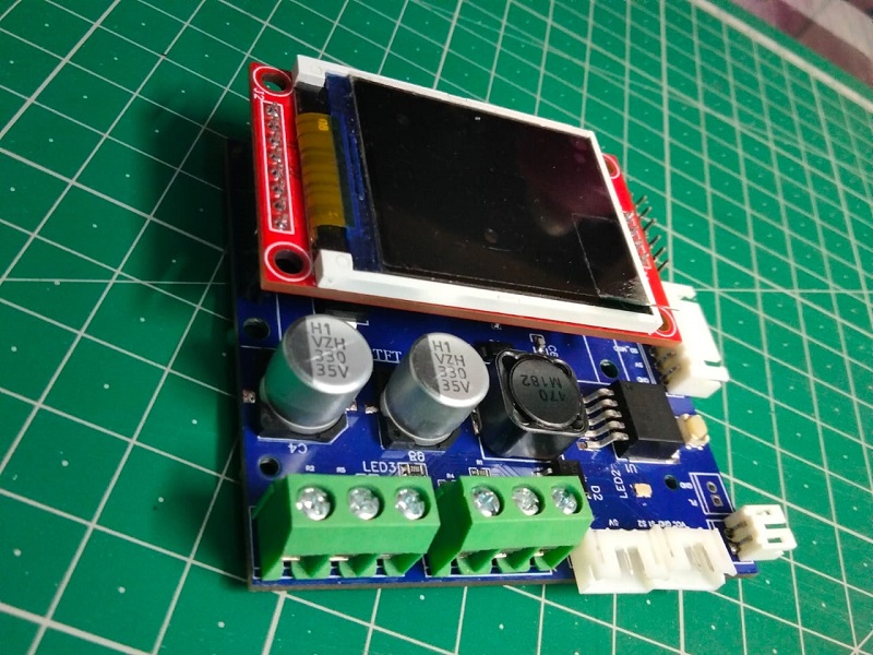 Industrial data logger PCB with TFT display and terminal blocks